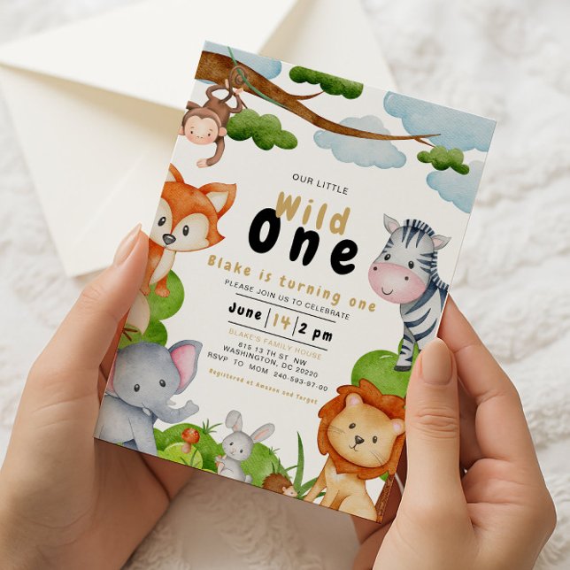 Wild One Animals First 1st Birthday Invitation (Creator Uploaded)
