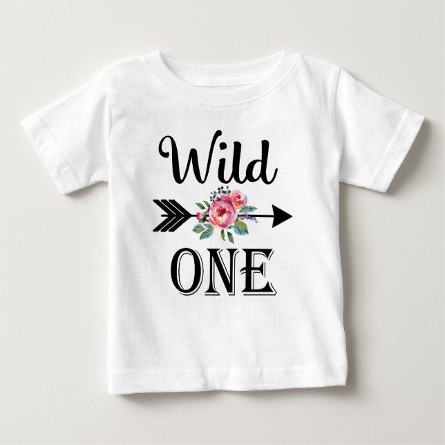 Wild one arrow floral 1st birthday shirt (Front)
