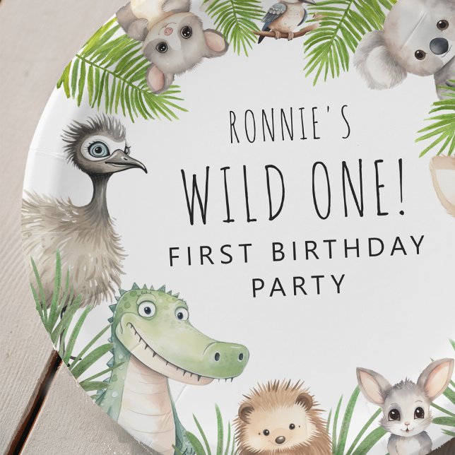 Wild One! Aussie Animal Birthday Party Paper Plate (Creator Uploaded)