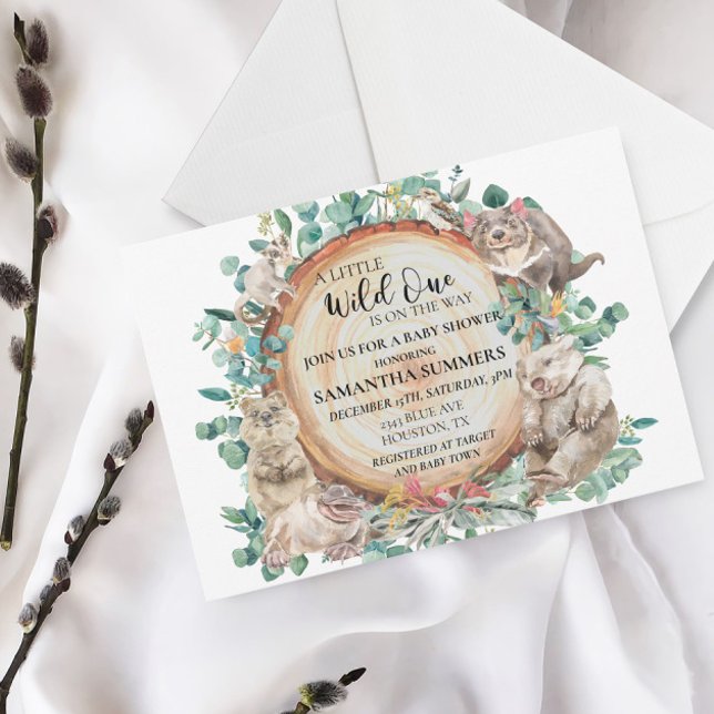 Wild One Australian Animal Cute Baby Shower  Invitation (Creator Uploaded)