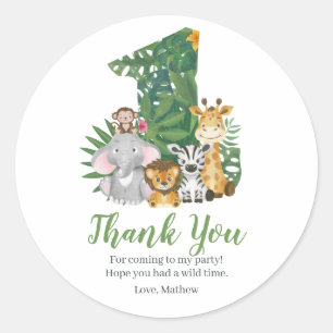 Wild One Baby 1st Birthday Jungle Safari Classic Round Sticker