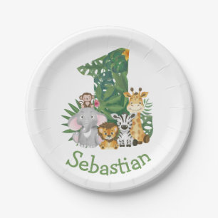 Wild One Baby 1st Birthday Jungle Safari T-shirt Paper Plate