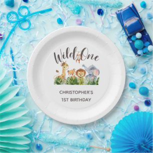 Wild One Baby Animals Jungle Safari 1st Birthday  Paper Plate