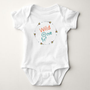 Wild One Baby Birthday Tribal Boho Dreamcatcher Bodysuit