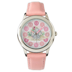 Wild One - Baby Elephant and Flowers Cute Girl Watch
