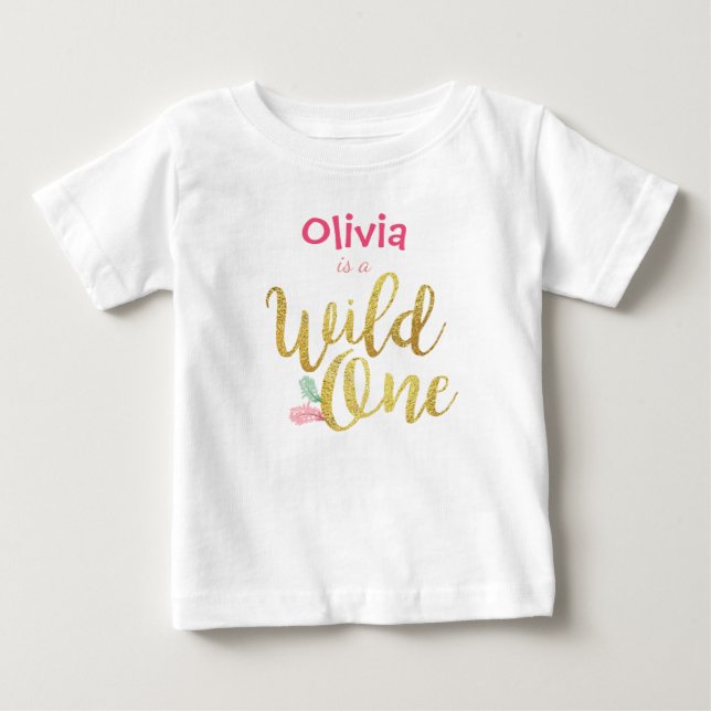 Wild one Baby First birthday Girl bodysuit T-Shirt (Front)