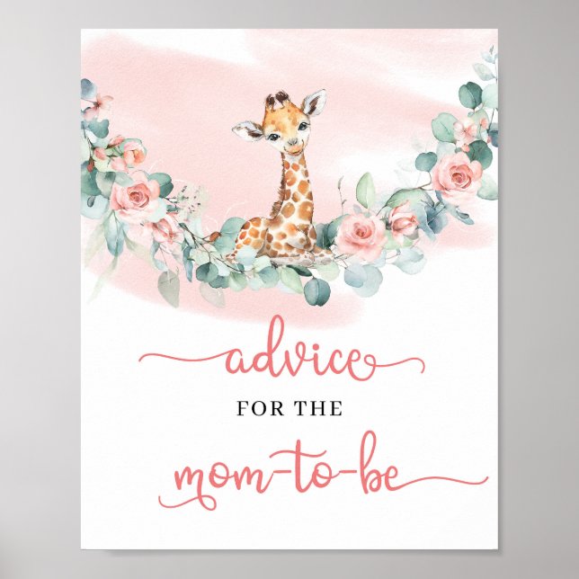Wild One Baby Giraffe Advice for the mum-to-be Poster (Front)