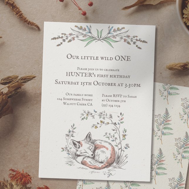 Wild ONE Baby is turning ONE fox woodland birthday Invitation (Creator Uploaded)