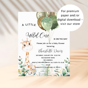 Wild one baby shower giraffe budget invitation flyer