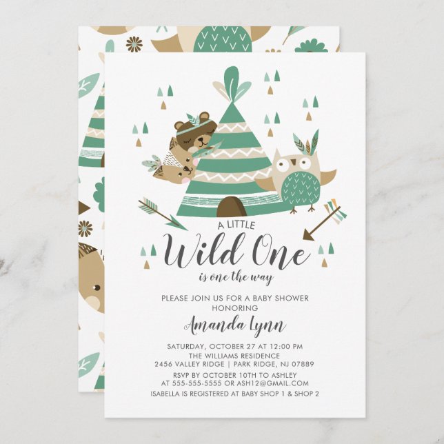 Wild One Baby Shower Invitation (Front/Back)