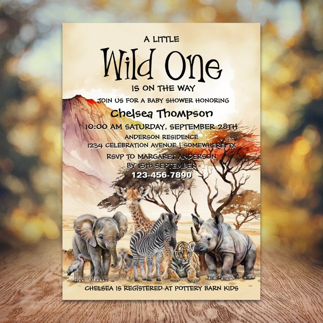 Wild One Baby Shower Safari Animals Invitation (Creator Uploaded)