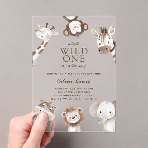 Wild One Baby Shower Safari Theme Acrylic Invitations