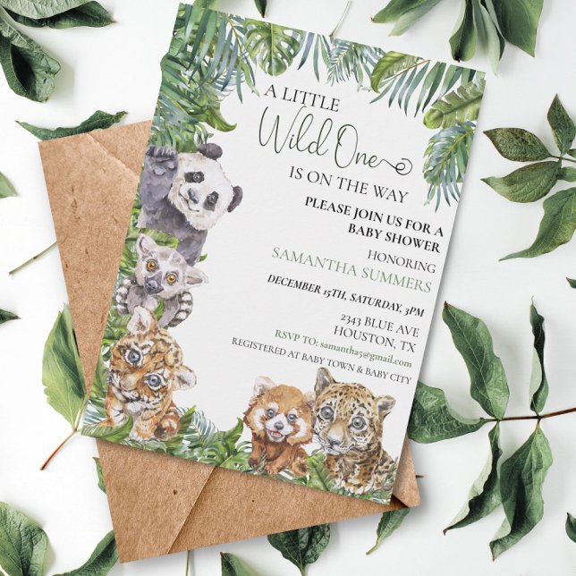 Wild One Baby Shower Tropical Jungle Animals  Invitation (Creator Uploaded)