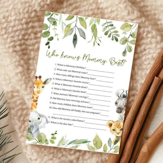 Wild One Baby Shower Who knows Mummy Best Game (Wild One Safari Baby Shower Game)