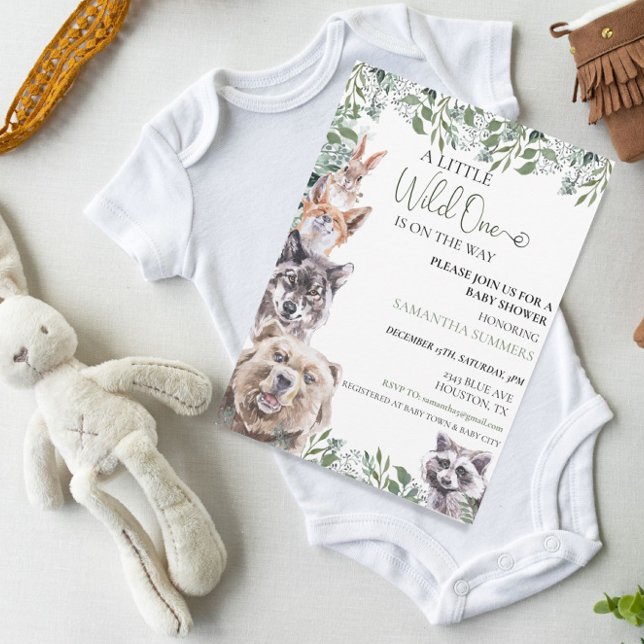 Wild One Baby Shower Woodland Forest Animals  Invitation (Creator Uploaded)