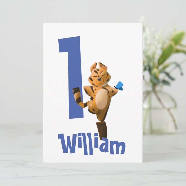 Wild One Baby Tiger 1st Birthday Invitation – Rust (Standing Front)