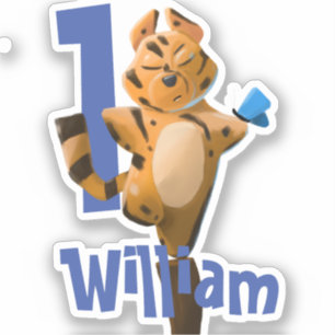 Wild One Baby Tiger 1st Birthday Sticker – Rustic 