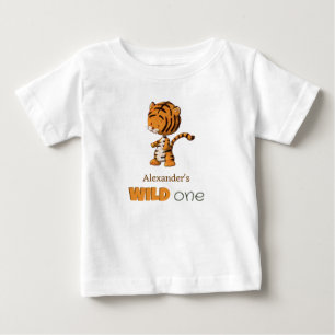 Wild One Baby Tiger Safari First Birthday T-Shirt