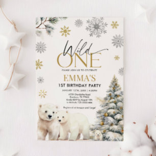 Wild One Bear Birthday Invitation, 1st Birthday  Invitation