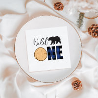 Wild One Bear blue Buffalo Plaid First Birthday