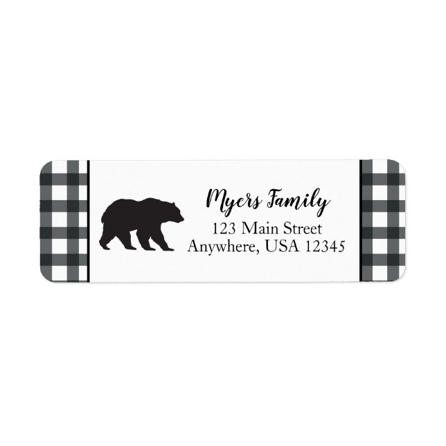 Wild One Bear Plaid plaid Return Address Label (Front)