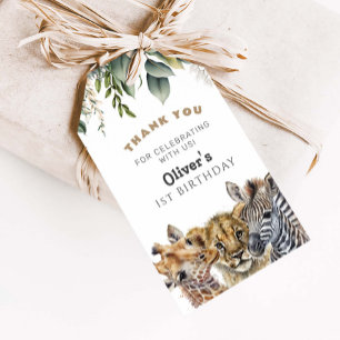 Wild One Birthday Boy Safari Animals Thank You Gi Gift Tags