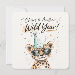 Wild One Birthday Card Cute Leopard Party