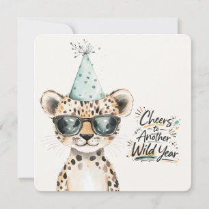 Wild One Birthday Card Cute Leopard Party