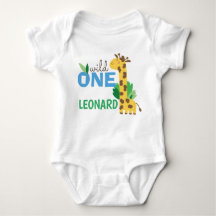 Wild One Birthday Giraffe Baby Shirt