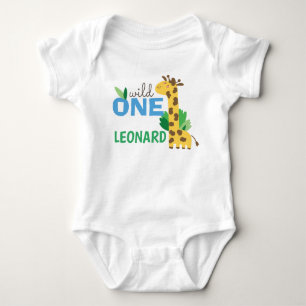 Wild One Birthday Giraffe Baby Shirt