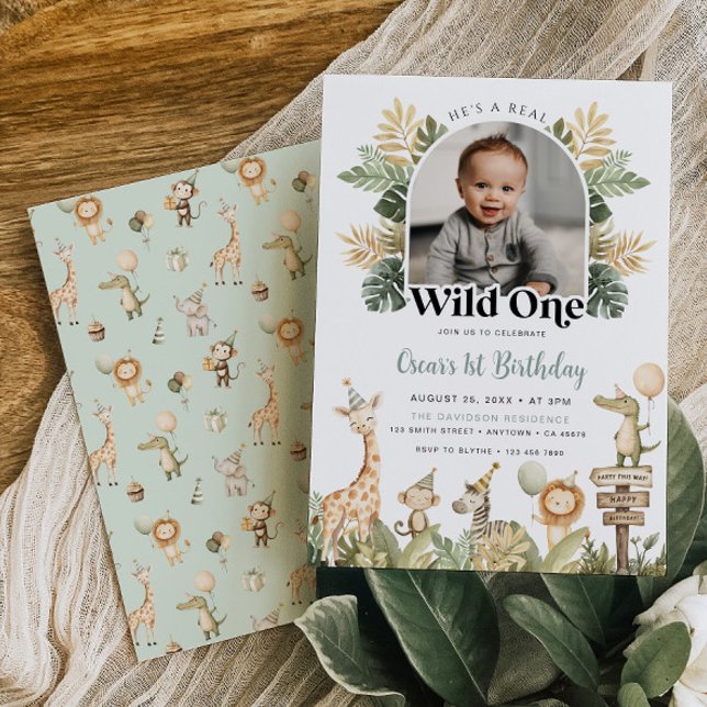 Wild One Birthday Invitation Boy Safari Animals 1 (Creator Uploaded)