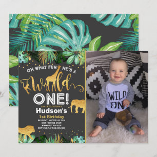 Wild One Birthday Invitation Jungle Animals Party