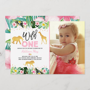 Wild One Birthday Invitation Jungle Animals Party
