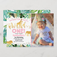 Wild One Birthday Invitation Jungle Animals Party