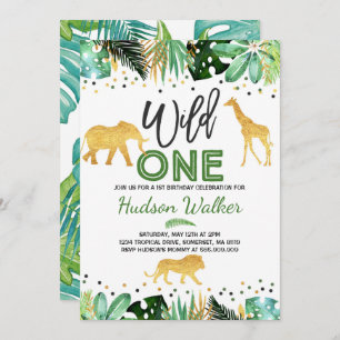 Wild One Birthday Invitation Jungle Animals Party