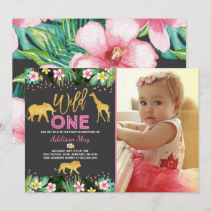 Wild One Birthday Invitation Jungle Animals Party