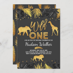 Wild One Birthday Invitation Jungle Animals Party