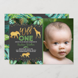 Wild One Birthday Invitation Jungle Animals Party