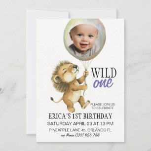 Wild One Birthday Invitation, Lion 1st Birthday Invitation