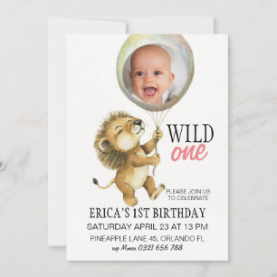 Wild One Birthday Invitation, Lion 1st Birthday Invitation