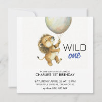 Wild One Birthday Invitation, Lion 1st Birthday