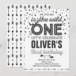 Wild One Birthday Invitation Modern Wild One Party
