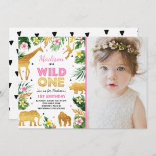 Wild One Birthday Invitation Safari Animals Party