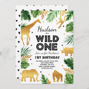 Wild One Birthday Invitation Safari Animals Party