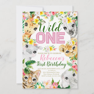 Wild One Birthday, Jungle Animals 1st Birthday Invitation