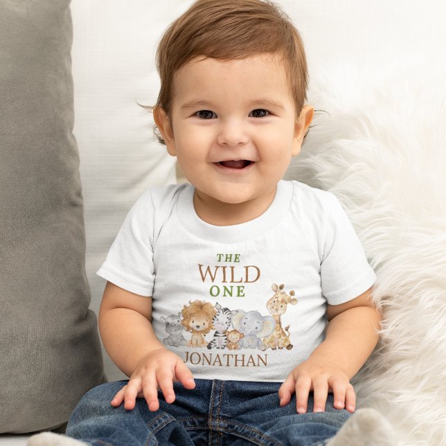 Wild One Birthday Jungle Animals Baby T-Shirt (Creator Uploaded)