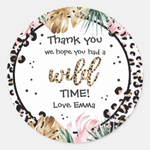 Wild One Birthday Leopard Print Wild Jungle Party Classic Round Sticker