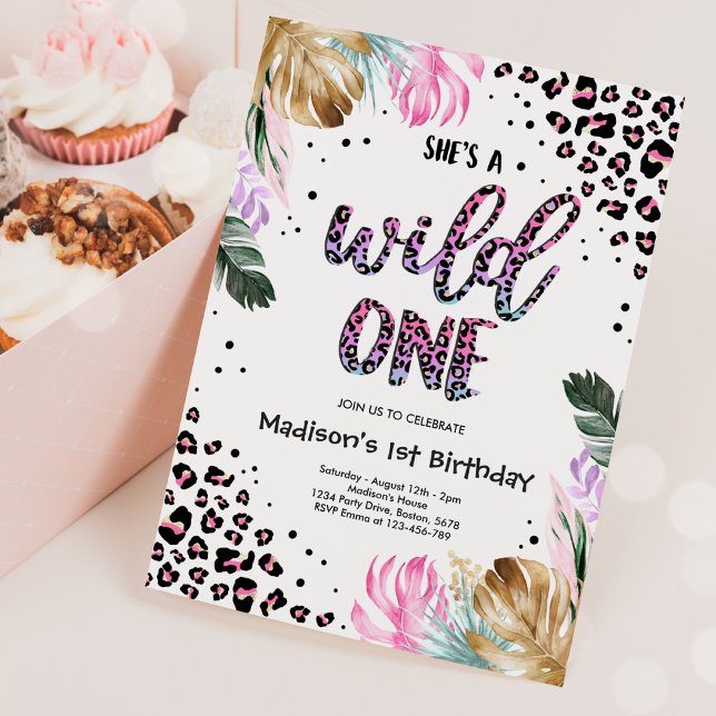 Wild One Birthday Leopard Print Wild Jungle Party Invitation (Creator Uploaded)