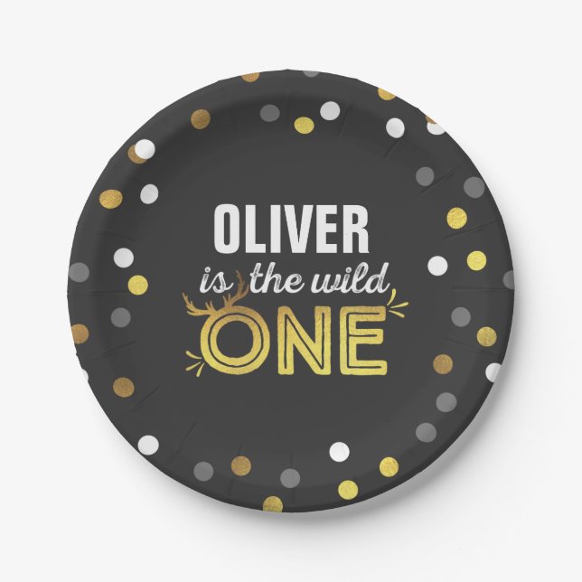 Wild One Birthday Paper Plate 7" Modern Wild One (Front)