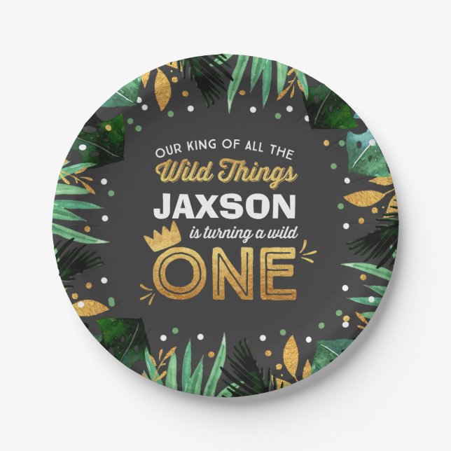 Wild One Birthday Paper Plate 7" Wild Things Party (Front)